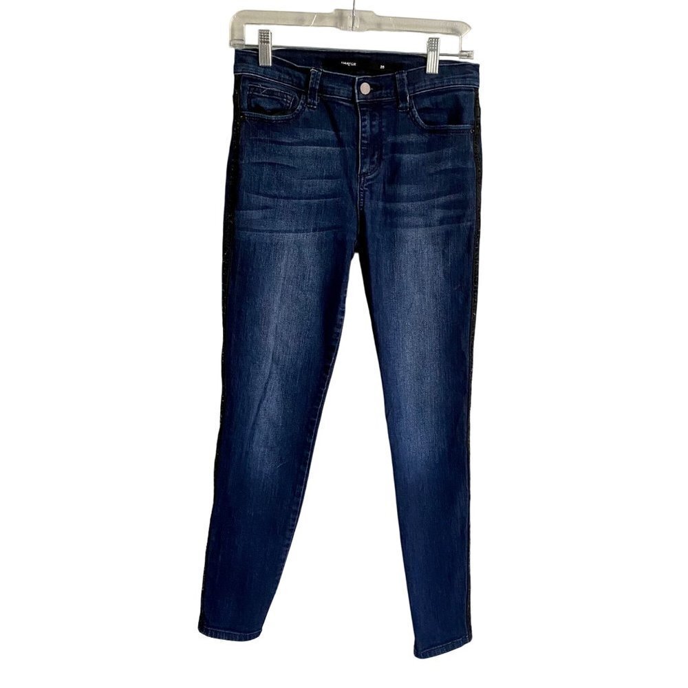 Harper Jeans Dark Wash with Black Stripe Size 28